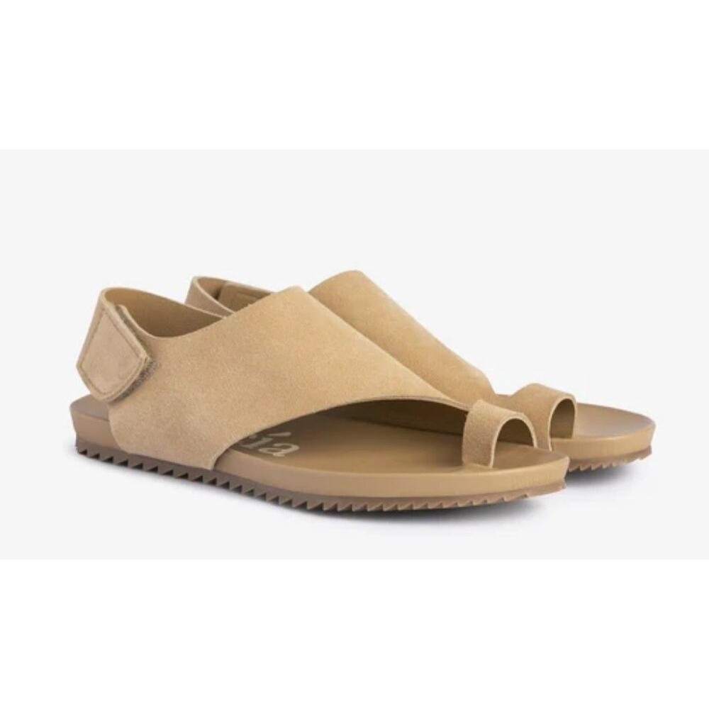 New Pedro Garcia  Beige Suede Hook & Loop Ankle Strap Sandals Size 9 Minimalist